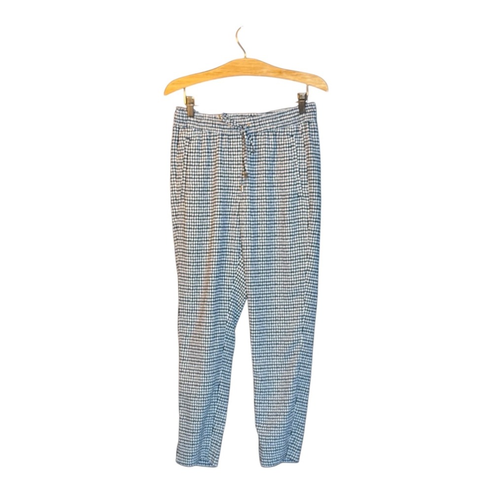 H&M Women's Blue & White Dotted Pants, Drawstring Waist Casual‎ Style Women Sz 4